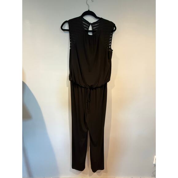London Times Black Sheer Panel Jumpsuit M - Picture 1 of 3